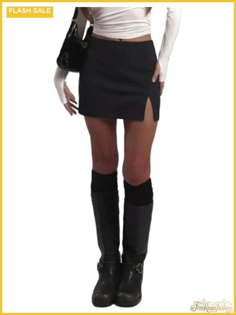 Women's Mini Skort with Built-In Shorts Low Rise Side Split Bodycon Y2K Stretch